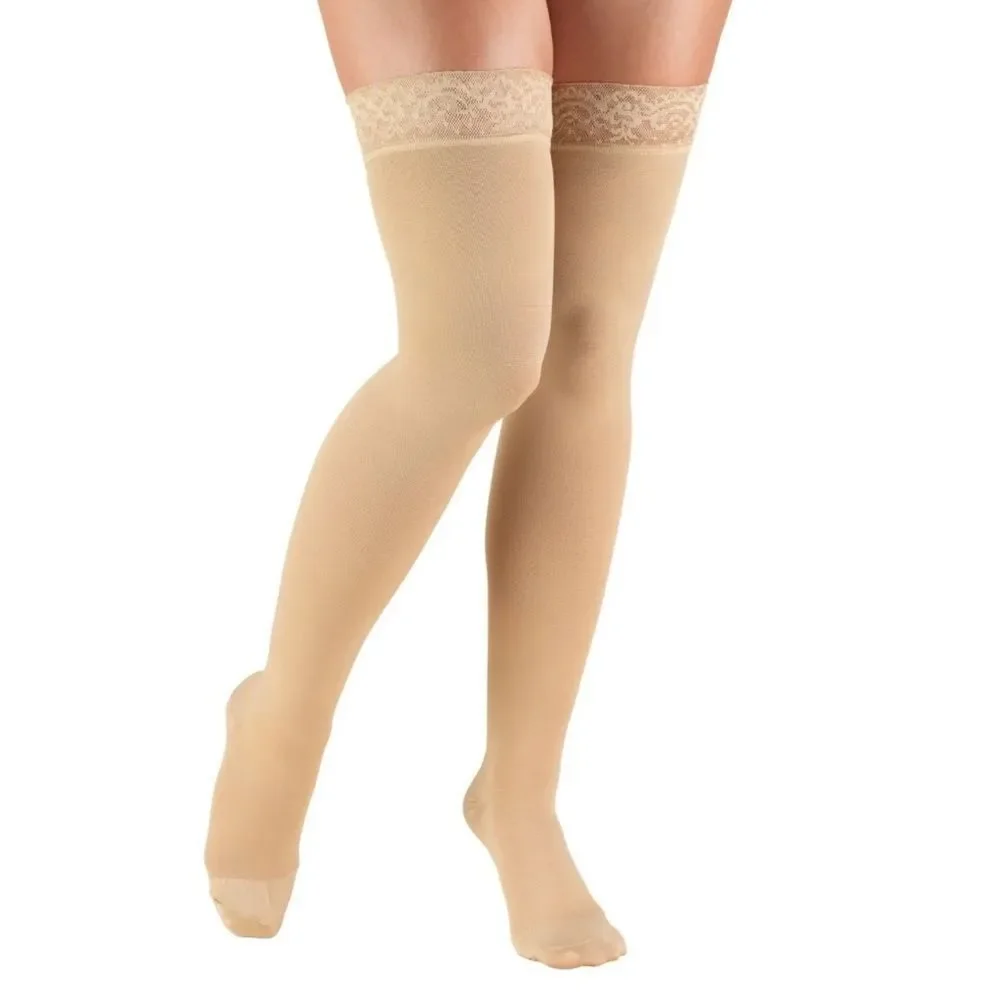 Truform Leg Health Thigh High Closed Toe Stockings / Unisex Beige L NWT in packg